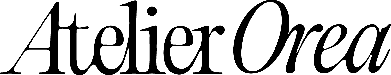 Atelier Orea logo in black text on a transparent background