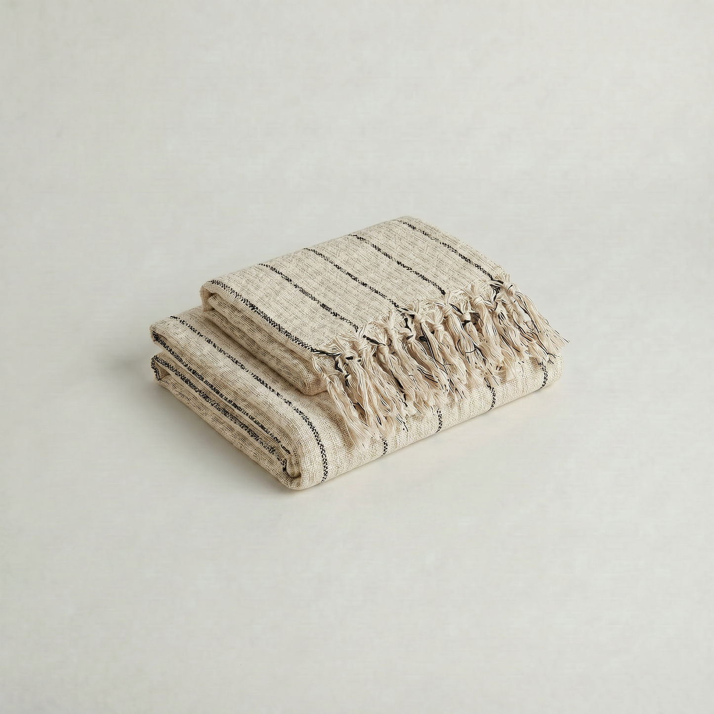 OREA | Handwoven Cotton Towel | Black Stripe