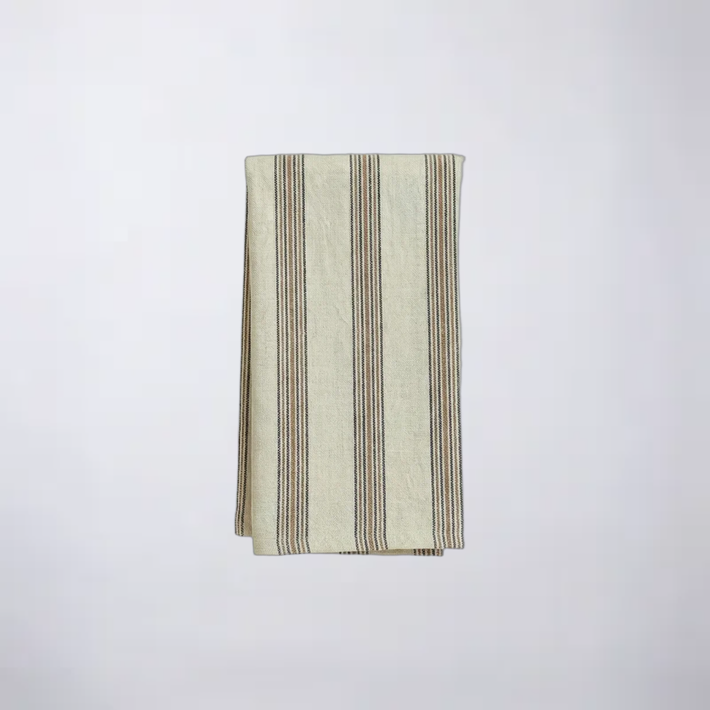 Folded turkish cotton brown striped napkins on a white background